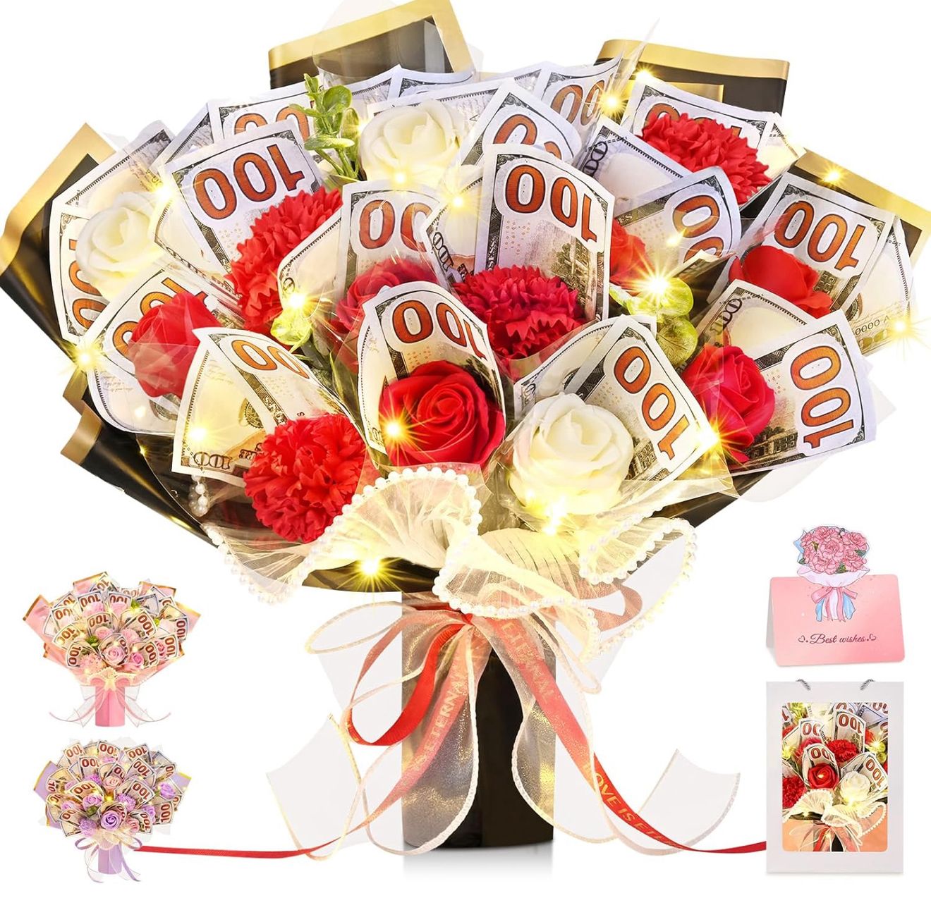 Pink Glitter Roses Bouquet