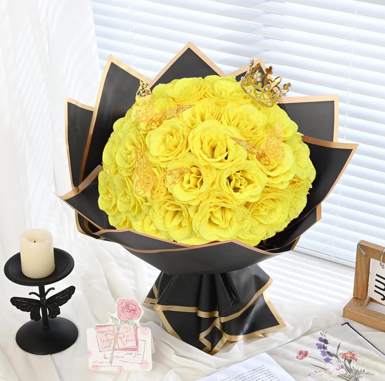 Pink Glitter Roses Bouquet